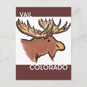 Vail Colorado brown moose postcard