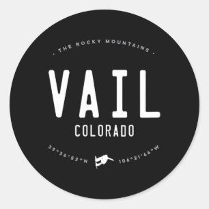 Vail Colorado Graphic Distressed Vintage Snowboard Classic Round Sticker