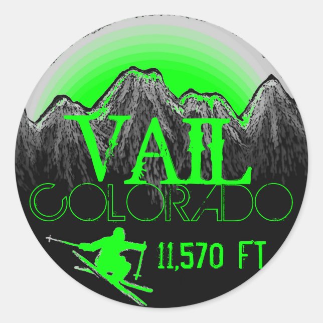 Vail Colorado green ski mountain stickers (Front)