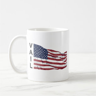 Vail Colorado Mountain Patriotic American Flag USA Coffee Mug