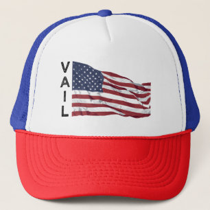 Vail Colorado Mountain Patriotic American Flag USA Trucker Hat