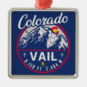 Vail Colorado mountain - Retro Sign Metal Ornament