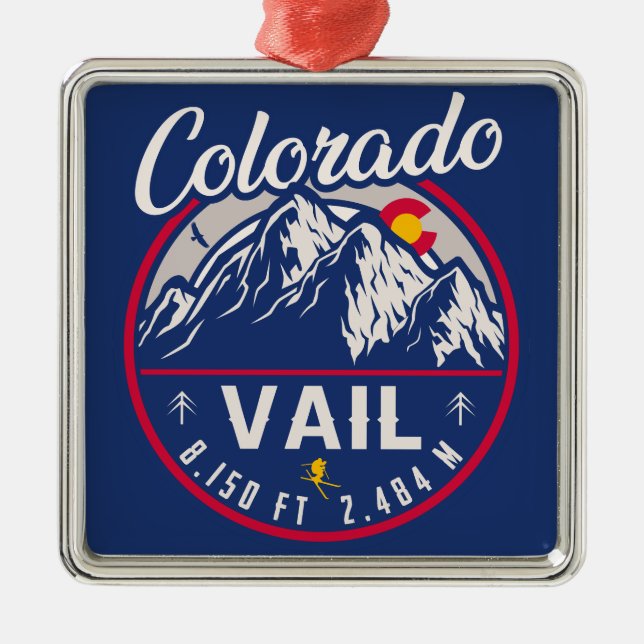 Vail Colorado mountain - Retro Sign Metal Ornament (Front)