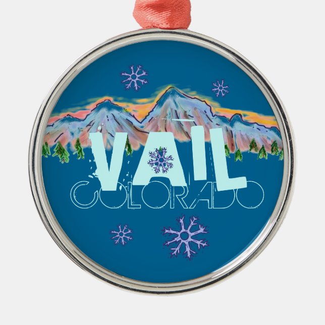 Vail Colorado mountain snowflake ornament (Front)