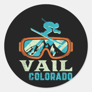 Vail Colorado Mountain Vintage Retro Skiing And Sn Classic Round Sticker