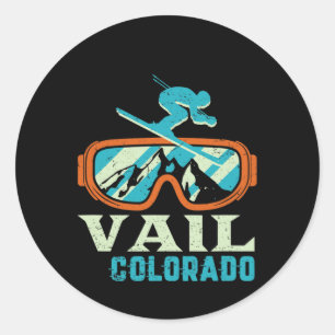 Vail Colorado Mountain Vintage Retro Skiing And Sn Classic Round Sticker