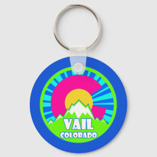 Vail Colorado neon mountains keychain