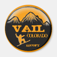 Vail Colorado orange snowboard aimant