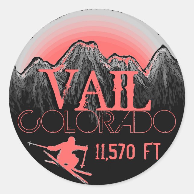 Vail Colorado pink ski mountain stickers (Front)