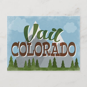 Vail Colorado Postcard Fun Retro Snowy Mountains