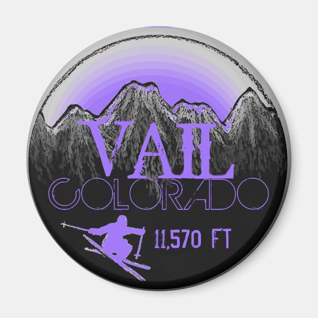 Vail Colorado purple ski mountain magnet (Front)