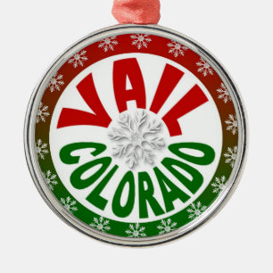 Vail Colorado red green snowflake ornament