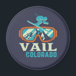 Vail Colorado Retro Skiing Snowboarding Magnet<br><div class="desc">Vail Colorado winter travel. Vintage retro ski and snowboard design for those who love winter sports,  outdoor adventure,  skiing and snowboarding. Cool extreme sports merchandise for your next ski trip on the snow mountain. Perfect for winter holiday and vacation. Great Christmas gift and birthday present for family and friends.</div>