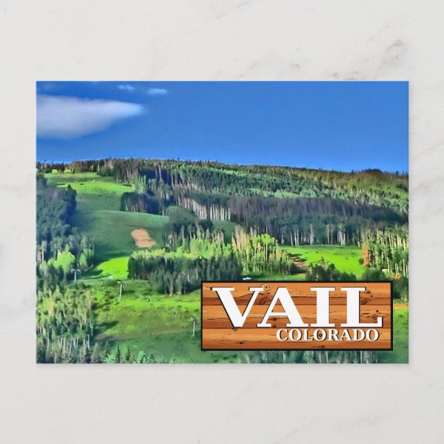 Vail Colorado scenic rustic sign postcard (Front)