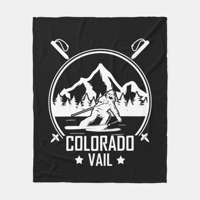 Vail Colorado Ski Fleece Blanket (Front)
