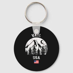 Vail Colorado Ski Resort Alpine Skiing American Fl Keychain