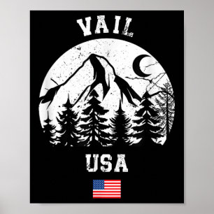 Vail Colorado Ski Resort Alpine Skiing American Fl Poster