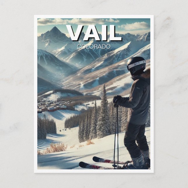 Vail Colorado Ski Snowboard Postcard (Front)