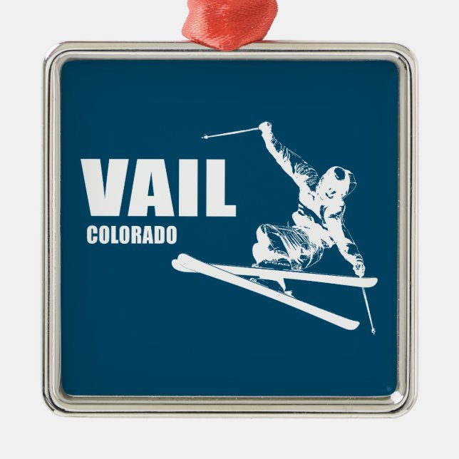Vail Colorado Skier Metal Ornament (Front)