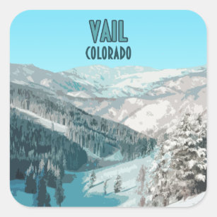 Vail Colorado Snow Mountains Vintage Square Sticker