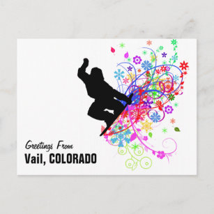 Vail,Colorado Snowboard postcard