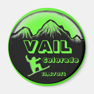 Vail Colorado vert snowboard aimant art