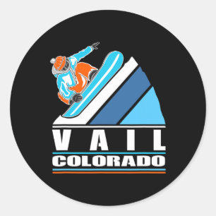 Vail Colorado - Vintage Snowboarder  Classic Round Sticker