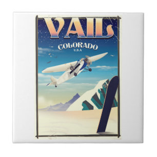 Vail Colorado vintage travel poster Tile