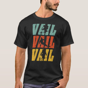 Vail Letters In Retro Colours Skier Silhouette Win T-Shirt