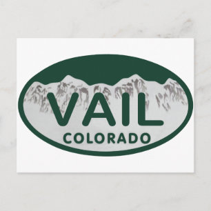 Vail license oval postcard
