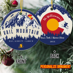 Vail Mountain Colorado Flag - Sunset Ski Souvenir Ceramic Ornament