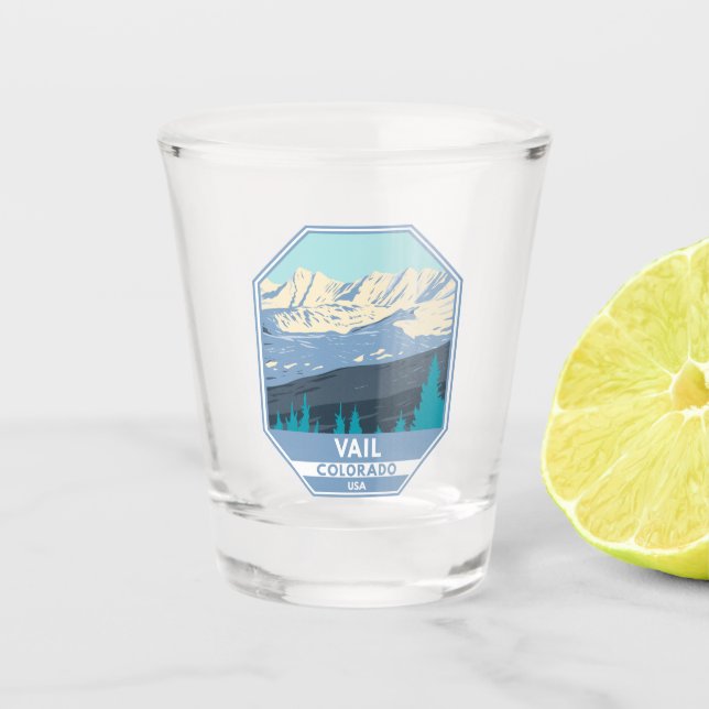 Vail Ski Area Winter Colorado Shot Glass (Front)