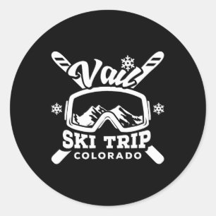 Vail Ski Trip Colorado Vacation Group Snow Skiing Classic Round Sticker