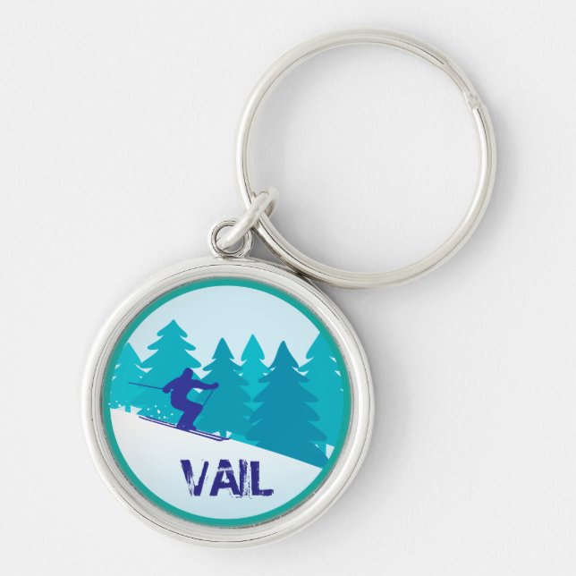 Vail Skier Keychain (Front)
