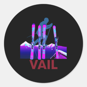 Vail Skiing And Snowboarding Retro 90s Vail Ski Classic Round Sticker