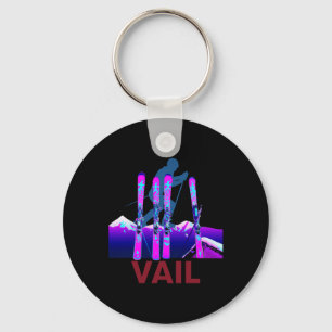 Vail Skiing And Snowboarding Retro 90s Vail Ski Keychain