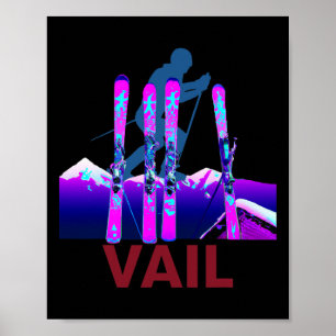 Vail Skiing And Snowboarding Retro 90s Vail Ski  Poster