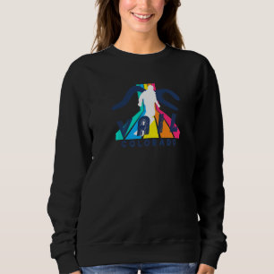 Vail Snowboarder Geometric Retro Striped Vail Colo Sweatshirt