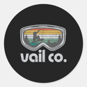 Vail Snowboarding Resort Retro Colorado Snowboard Classic Round Sticker