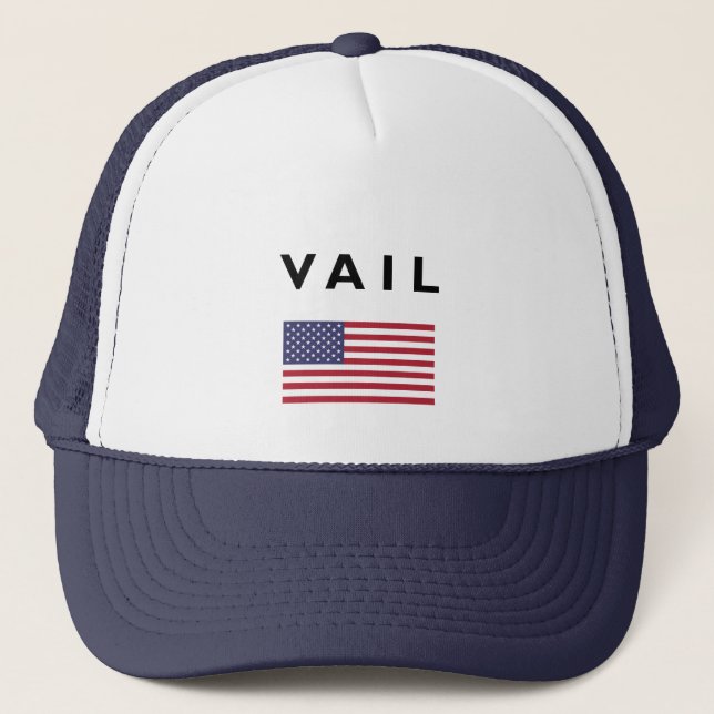 Vail USA American Flag Light-Color Trucker Hat (Front)