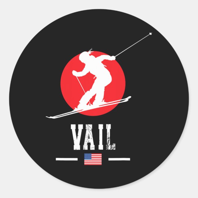 Vail Usa Ski Resort Rocky Mountains American Skiin Classic Round Sticker (Front)