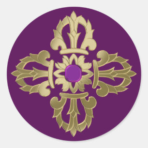 Vajra golden buddhist symbol classic round sticker