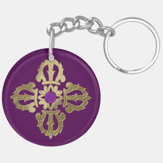 Vajra golden buddhist symbol keychain (Back Left)