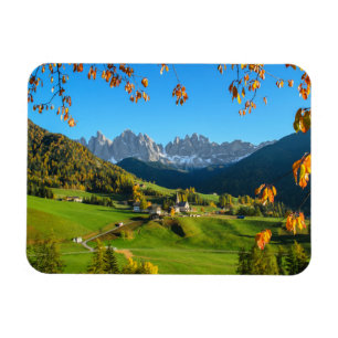 Val di Funes valley in autumn rectangular magnet