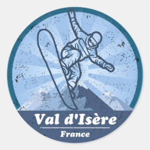 Val d'Isère Ski resort - Snowboard Classic Round Sticker