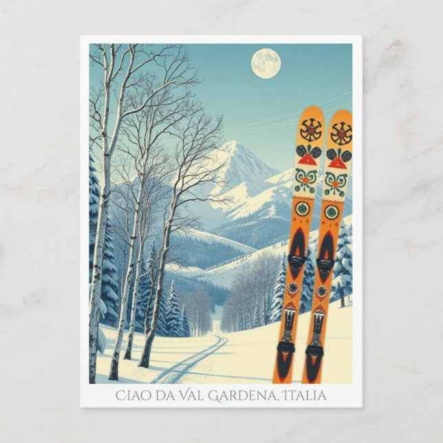Val Gardena Italy ski resort vacation postcard (Front)