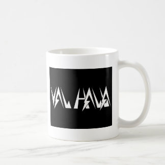 Val Halla FONT logo white on black Coffee Mug