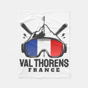 Val Thorens France Ski Resort Retro Skiing Fleece Blanket