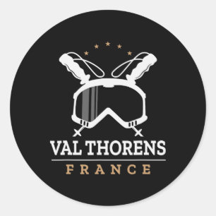 Val Thorens France Ski Resort Vintage Skiing Snowb Classic Round Sticker