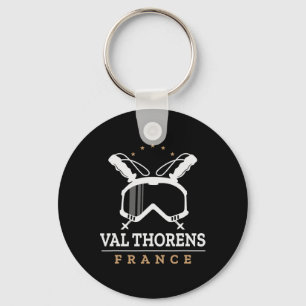 Val Thorens France Ski Resort Vintage Skiing Snowb Keychain